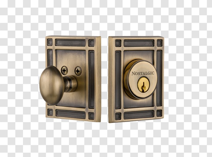 Lock Dead Bolt Door Handle Brass - Bronze - Nostalgic Transparent PNG