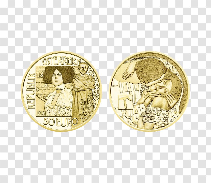 The Kiss Austria Gold Coin - 50 Cent Euro Transparent PNG