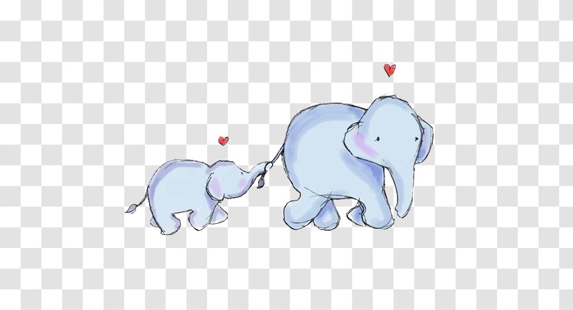 Elephant Infant Mother Illustration - Sticker Transparent PNG
