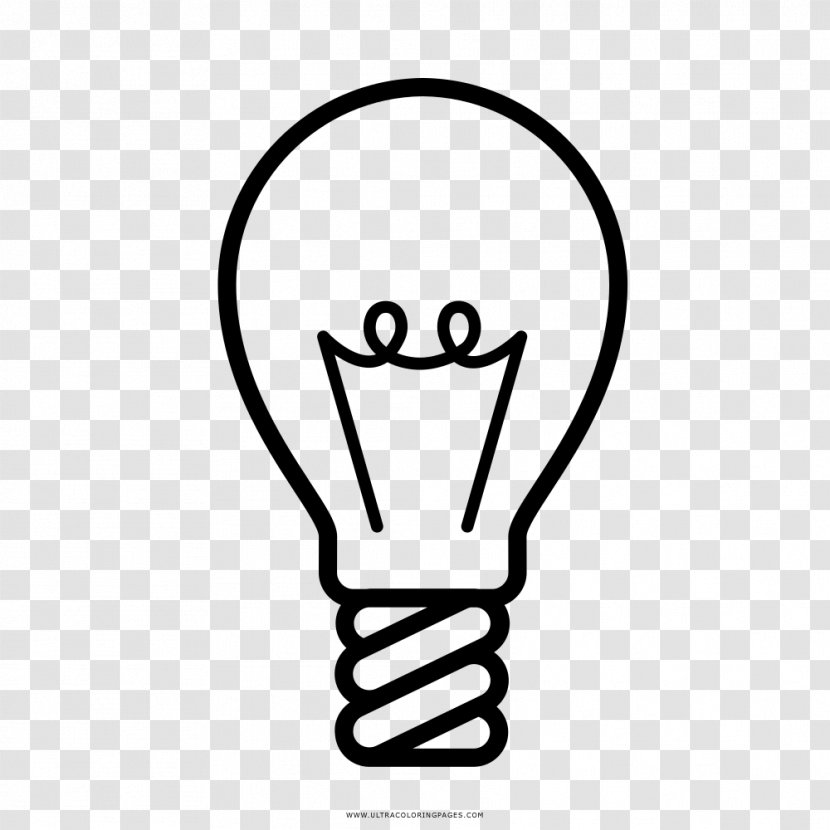 Drawing Incandescent Light Bulb Lamp Coloring Book - Black And White Transparent PNG