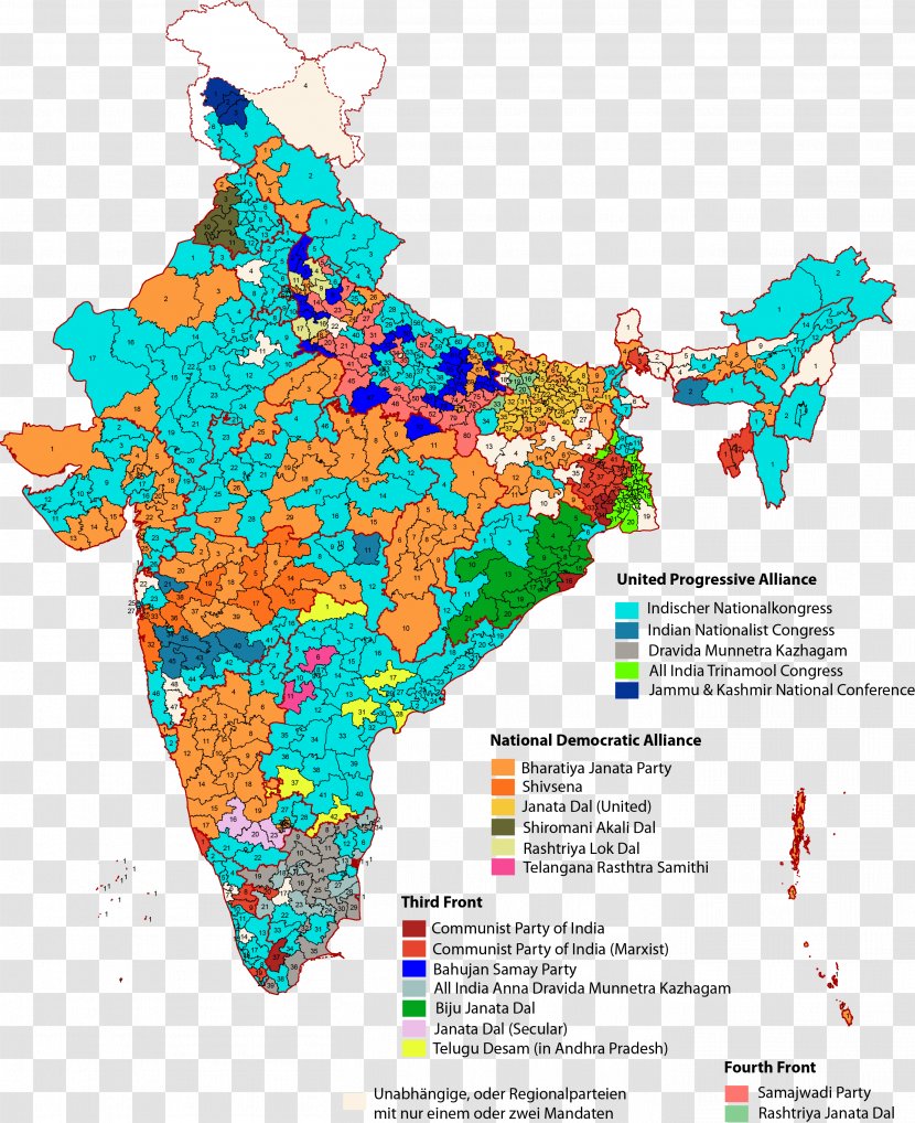 Indian General Election, 2014 Map National Congress States And Territories Of India - Fools Day Transparent PNG