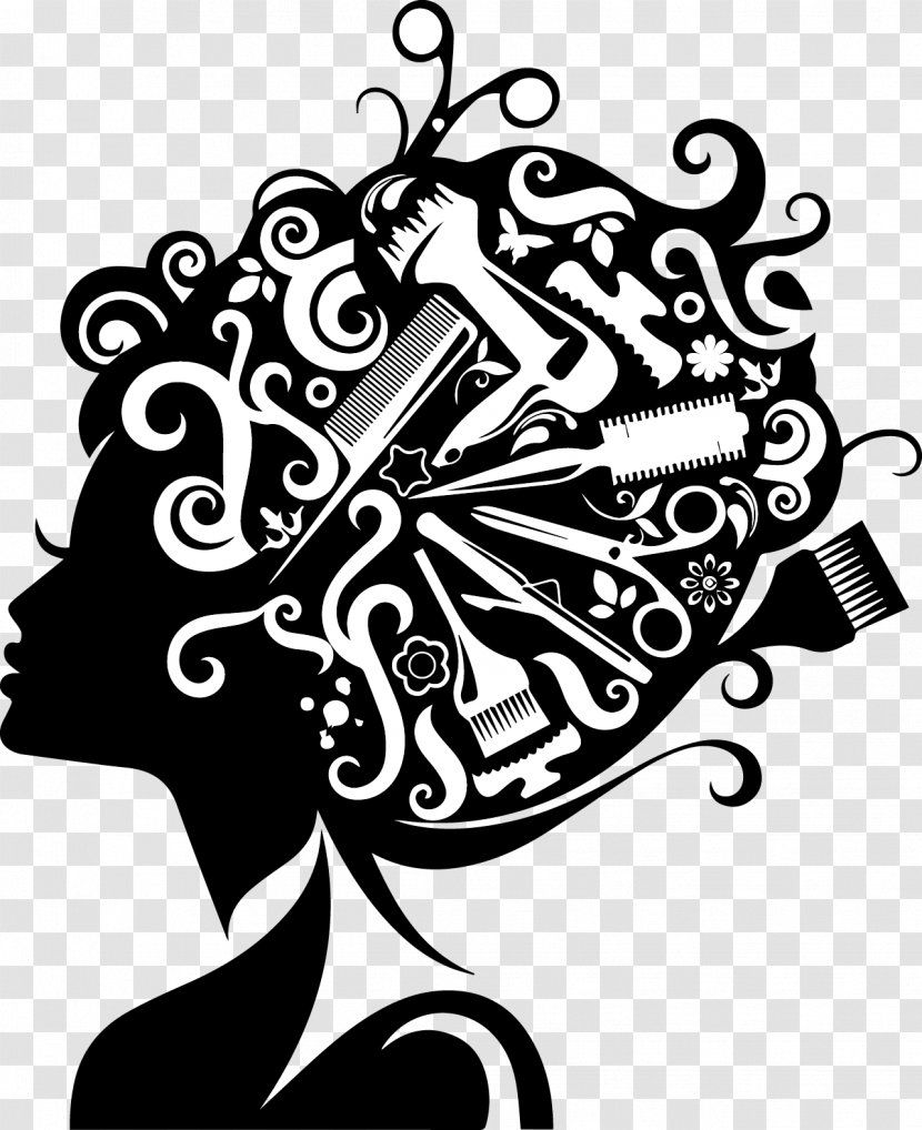Comb Hairdresser Beauty Parlour Hairstyle Clip Art - Black And White - Hairdressing Transparent PNG