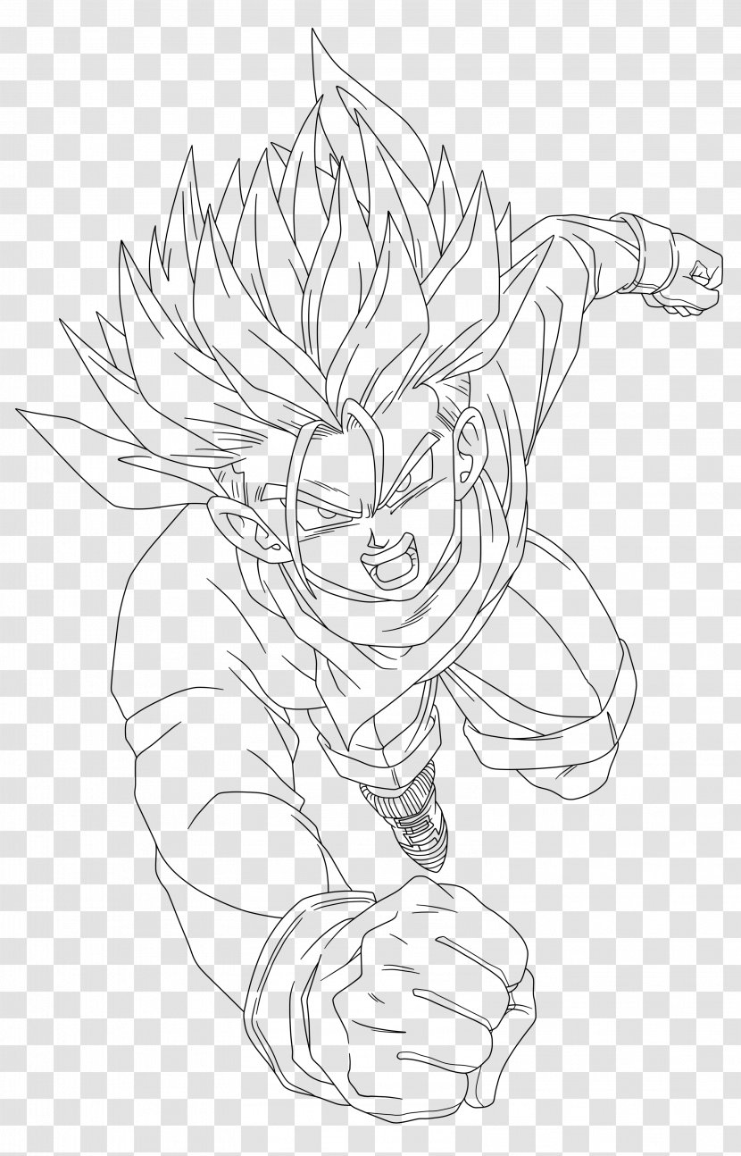 Trunks Line Art Drawing Sketch - Wing - Dragon Ball Z Black And White Transparent PNG