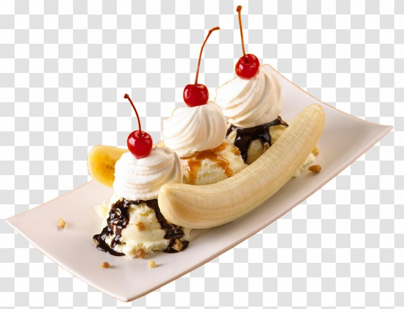 Ice Cream Sundae Gelato Banana Praline - Dame Blanche - Fruit Cake Transparent PNG