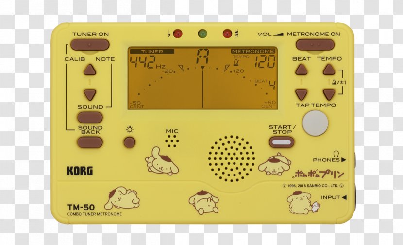 Hello Kitty Korg Electronic Tuner Metronome Musical Instruments - Watercolor - Pom Purin Transparent PNG