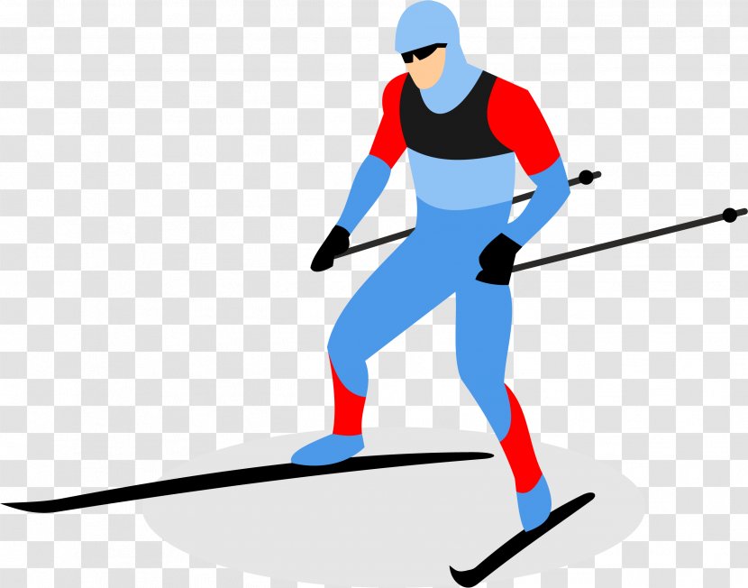 Biathlon Skiing Ski Pole - Cartoon Man Transparent PNG