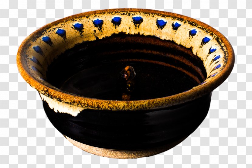 Ceramic Bowl Cobalt Blue Pottery - Wood Spoon Transparent PNG