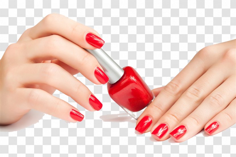 Nail Salon Beauty Parlour Manicure Polish - Care - Hand Painted Red Transparent PNG