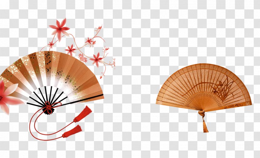 Hand Fan Paper Japanese Cuisine Chinoiserie - Two Fans Transparent PNG
