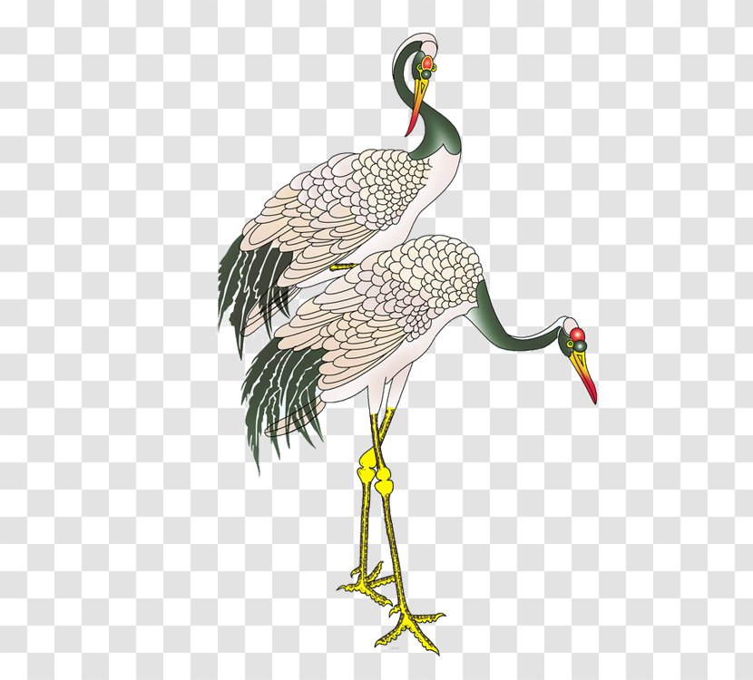 Red-crowned Crane Bird Painting Grey Crowned - Galliformes Transparent PNG