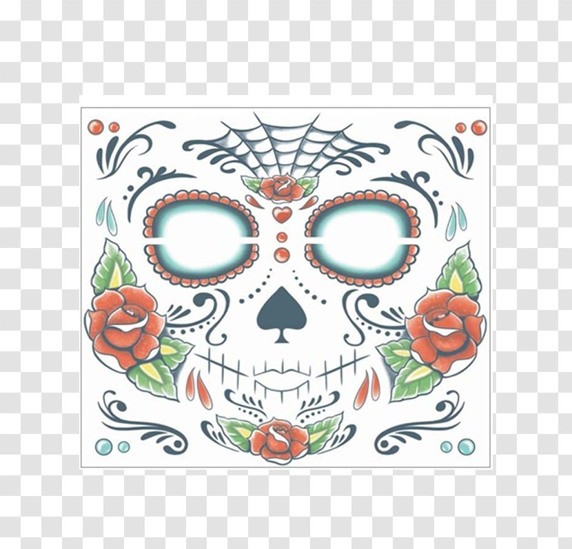 Calavera Day Of The Dead Face Tattoo Skull - Cosmetics - Monster Transparent PNG