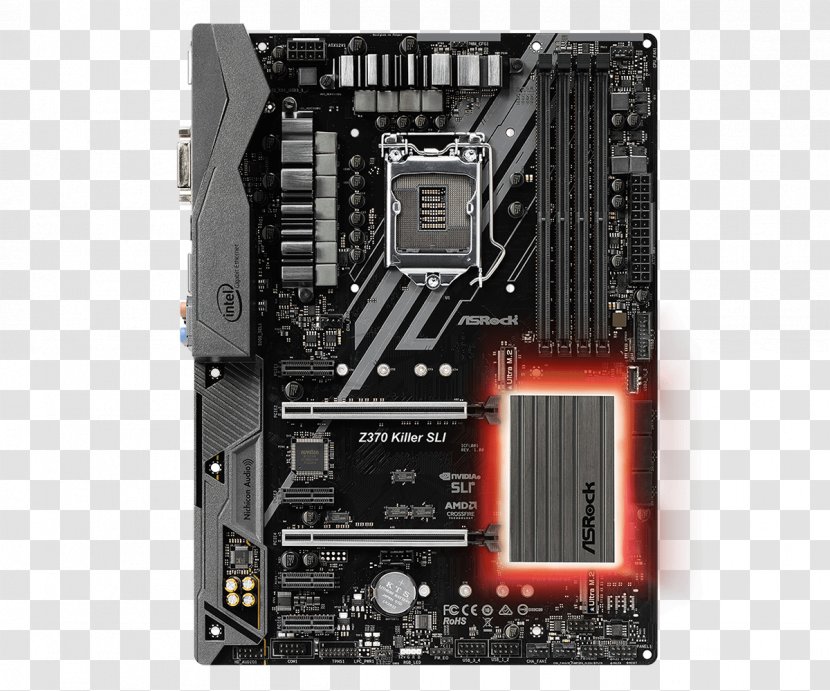 ASRock Z370 Killer SLI/ac ATX Motherboard For Intel CPUs By CCL Computers LGA 1151 - Computer Component - CPU Socket Transparent PNG