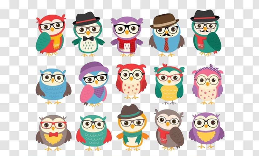 Digital Paper Scrapbooking Data Little Owl - Owls Wearing Glasses Transparent PNG