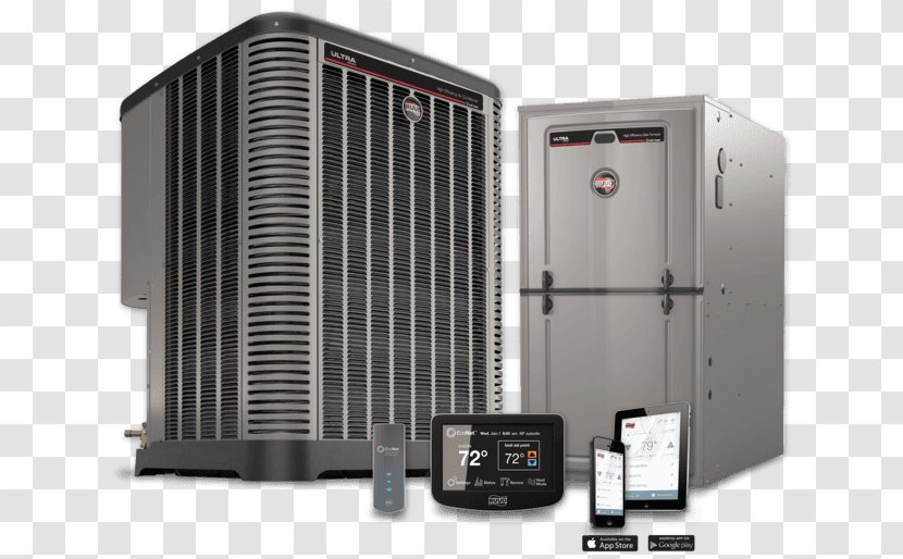 Furnace HVAC Ruud Air Conditioning Division Rheem - Electronic Device - Seasonal Energy Efficiency Ratio Transparent PNG