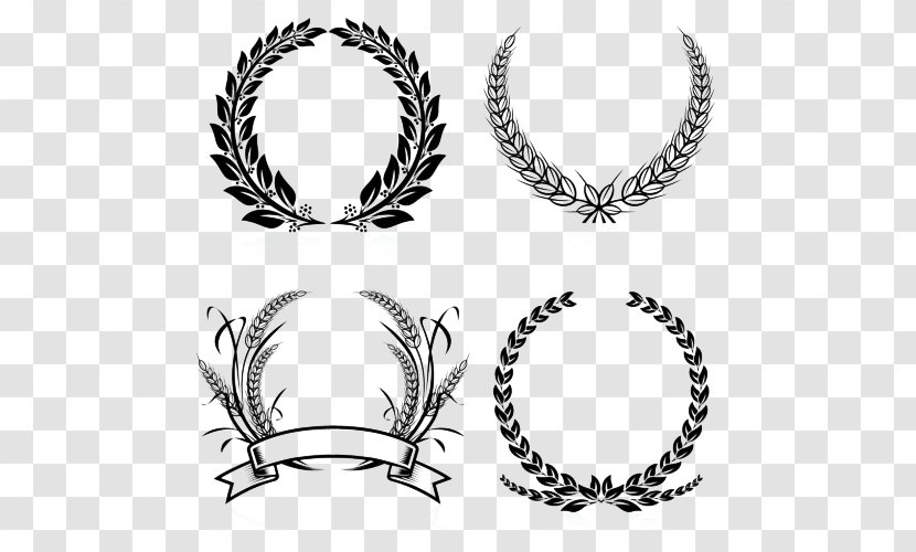 Laurel Wreath Bay Clip Art - Crown - Black Simple Rice Decoration Pattern Transparent PNG