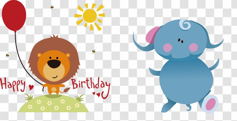Happy Birthday To You Greeting Card Clip Art - Cartoon - Elephants Draw Children, Pictures Transparent PNG