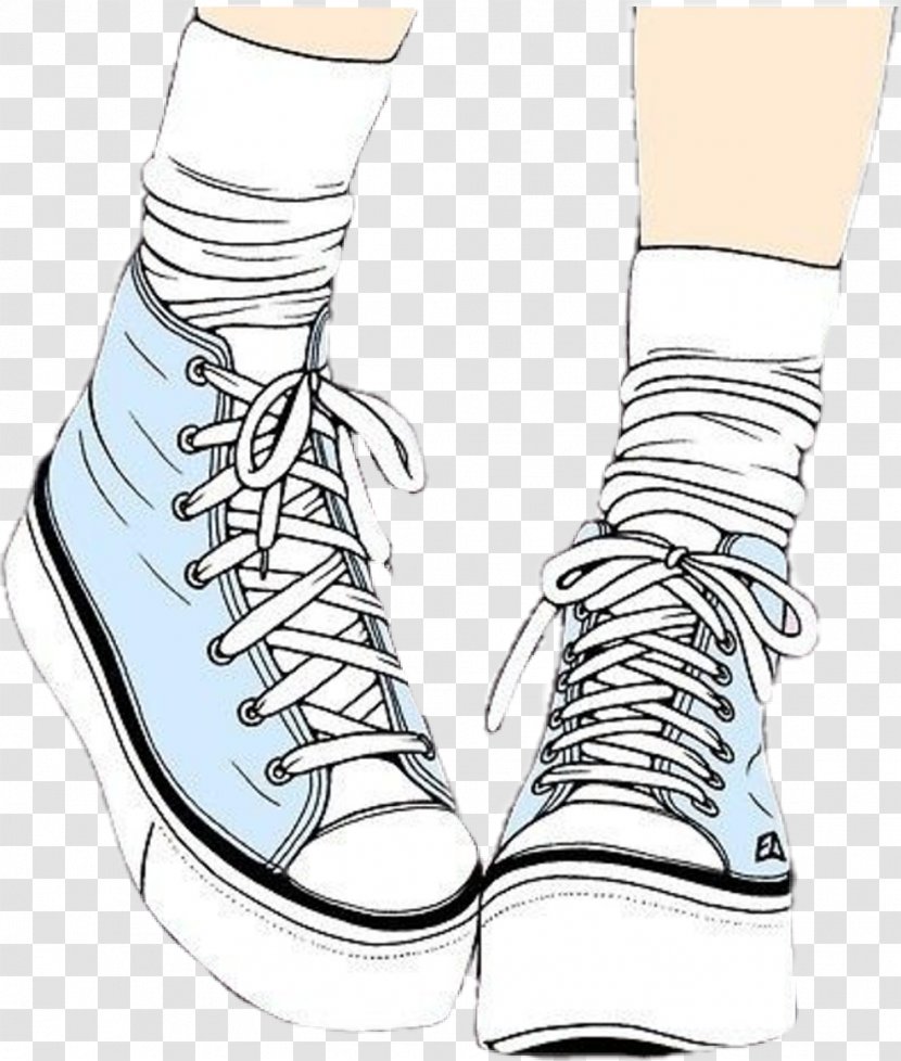 Converse Shoe Sneakers Pastel Blue - Human Leg - Drawing Transparent PNG