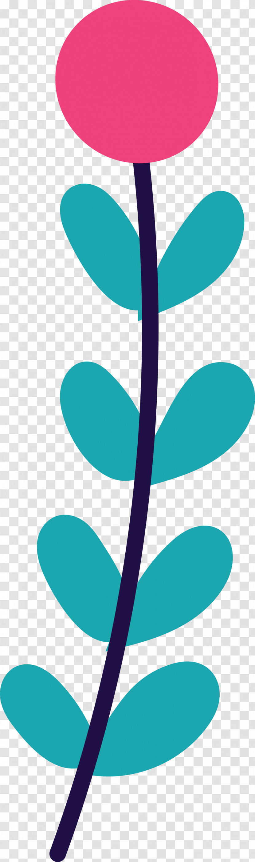 Plant Stem Leaf Line Art Teal Line Transparent PNG