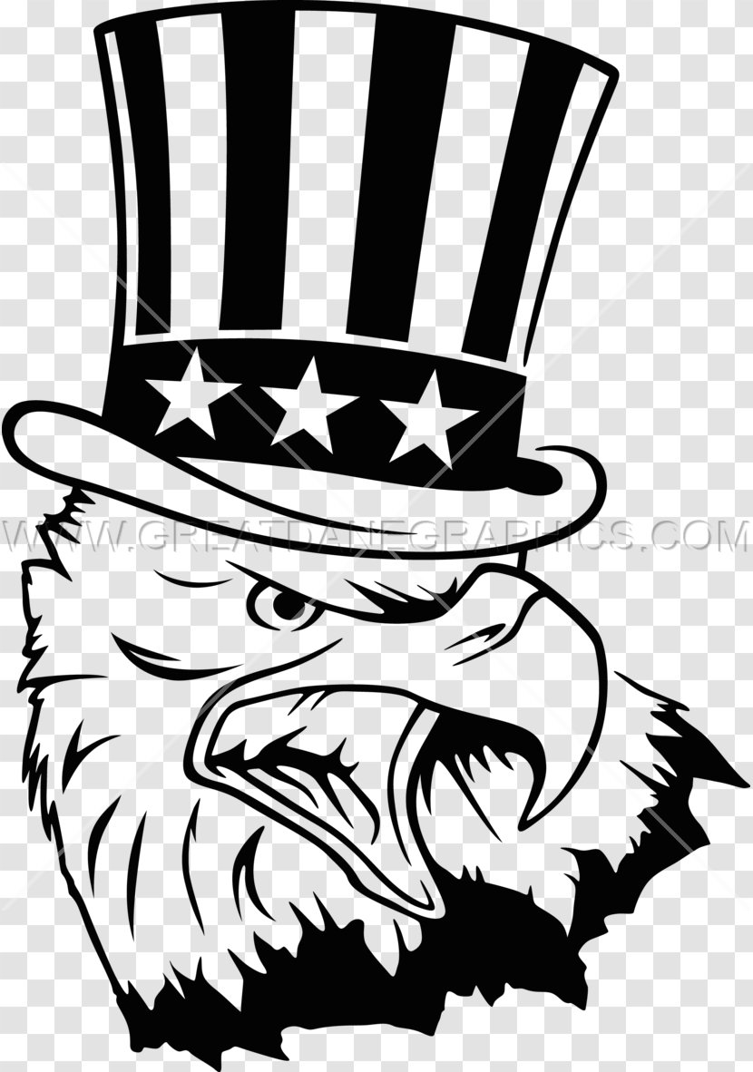 Uncle Sam Black And White Line Art Clip - Eagle Printing Transparent PNG