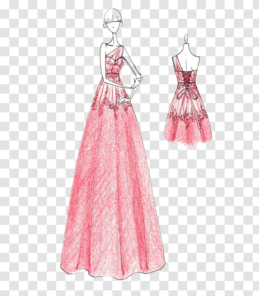 Clothing Skirt Designer Formal Wear - Cartoon - Pink Evening Dress Transparent PNG