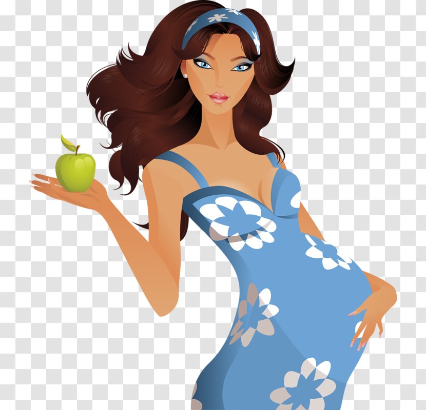 Infant Woman Illustration - Cartoon - Pregnant Women Eating Apple Transparent PNG