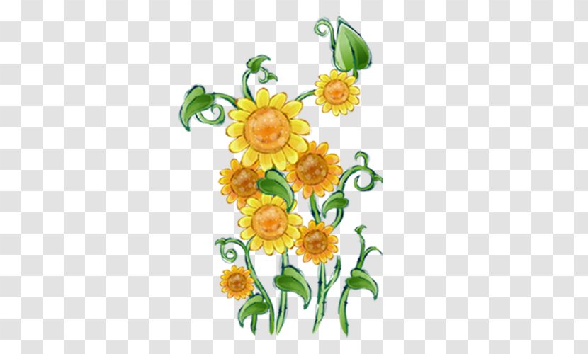 Icon - Dahlia - Yellow Sunflower Green Shoots Creative Buckle Free Transparent PNG