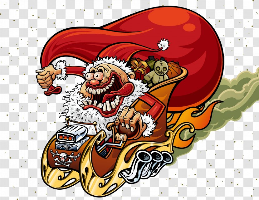 Santa Claus Christmas Card - Here Comes - Vector Transparent PNG