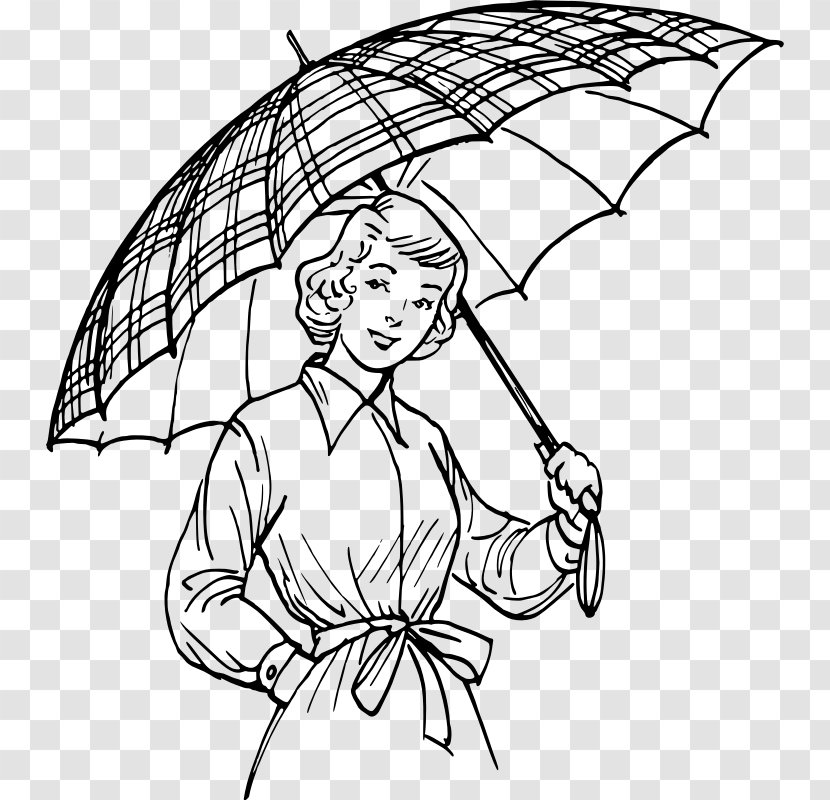 Line Art Drawing Clip - Umbrella Transparent PNG