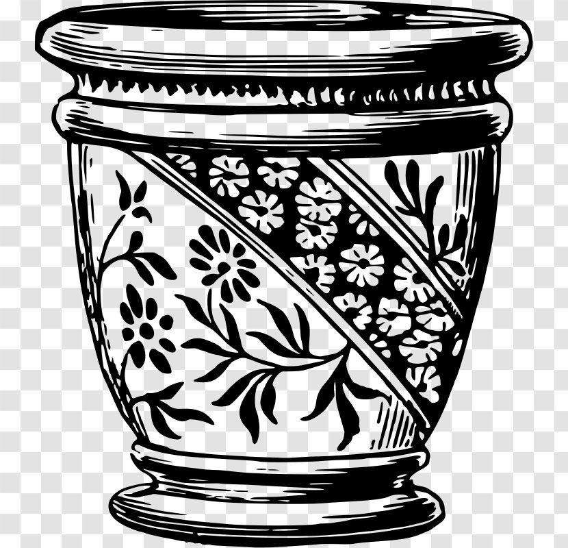 Flowerpot Clip Art - Monochrome - Color Transparent PNG