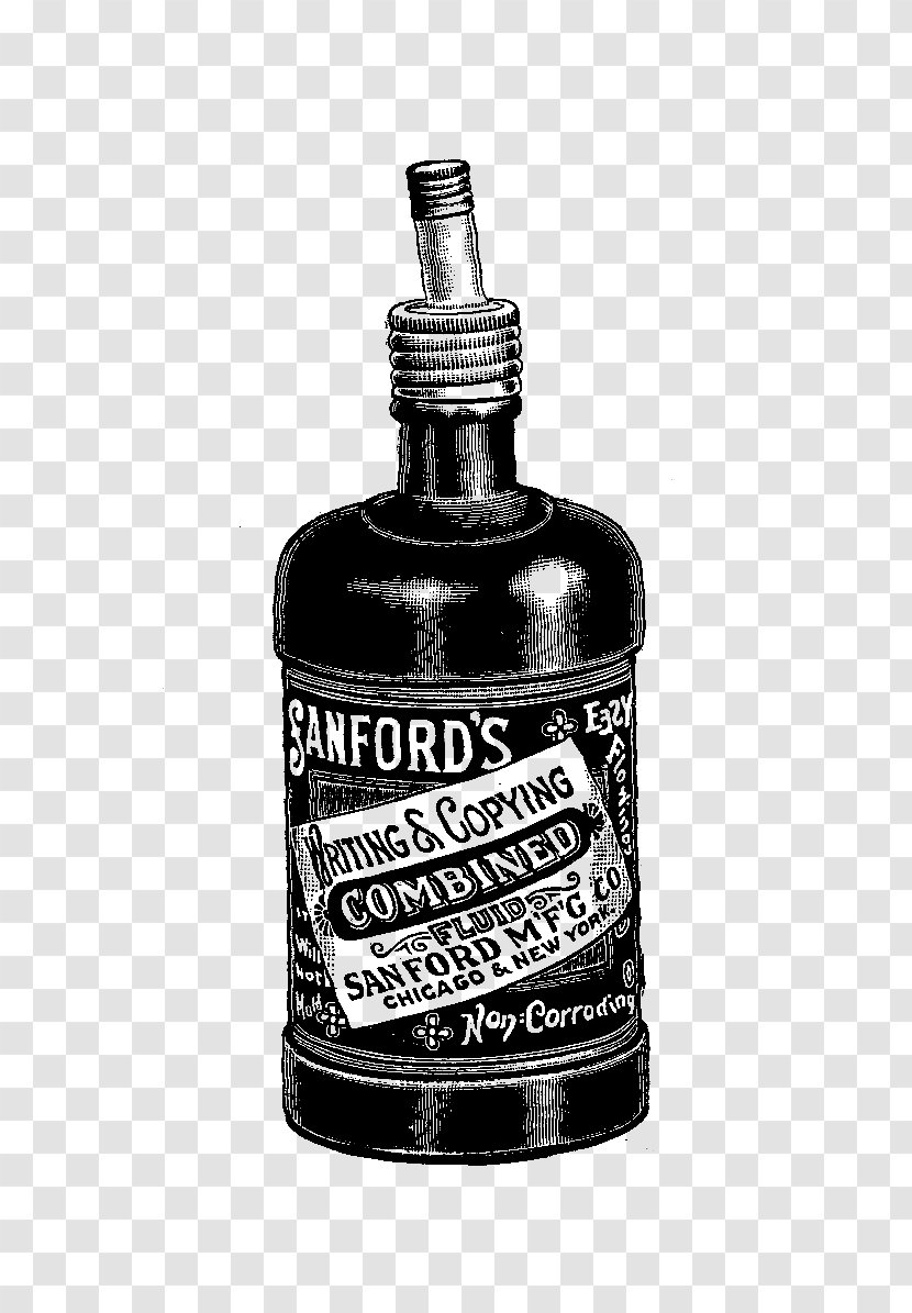 Digital Stamp Glass Bottle Liquid Liqueur - Ink Transparent PNG