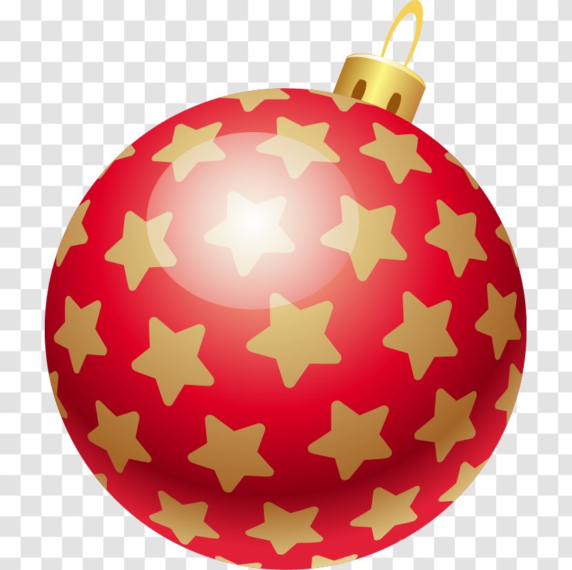 Gold Ball - Red Golden Star Pattern Transparent PNG