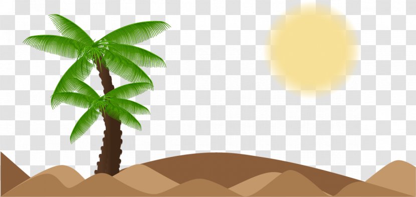 Tree Arecaceae Landscape Euclidean Vector - Silhouette - Beach Coconut Trees And Sun Transparent PNG