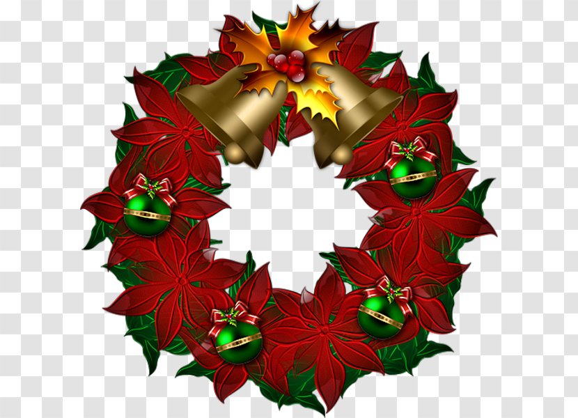 Christmas Ornament Card Common Holly Wreath - Poinsettia Transparent PNG