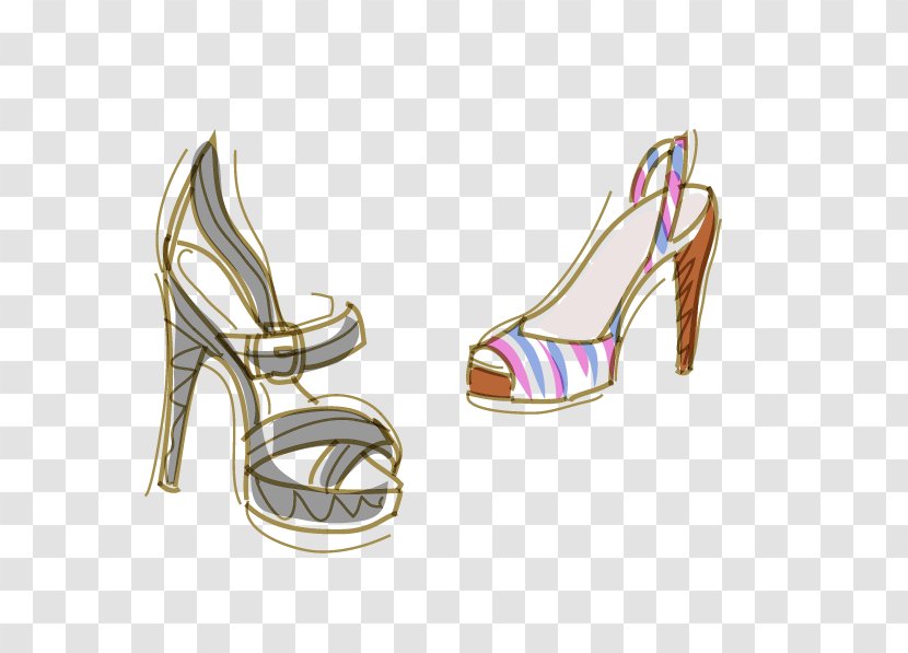 Drawing Fashion Cosmetics - Woman - High-heeled Sandals Transparent PNG
