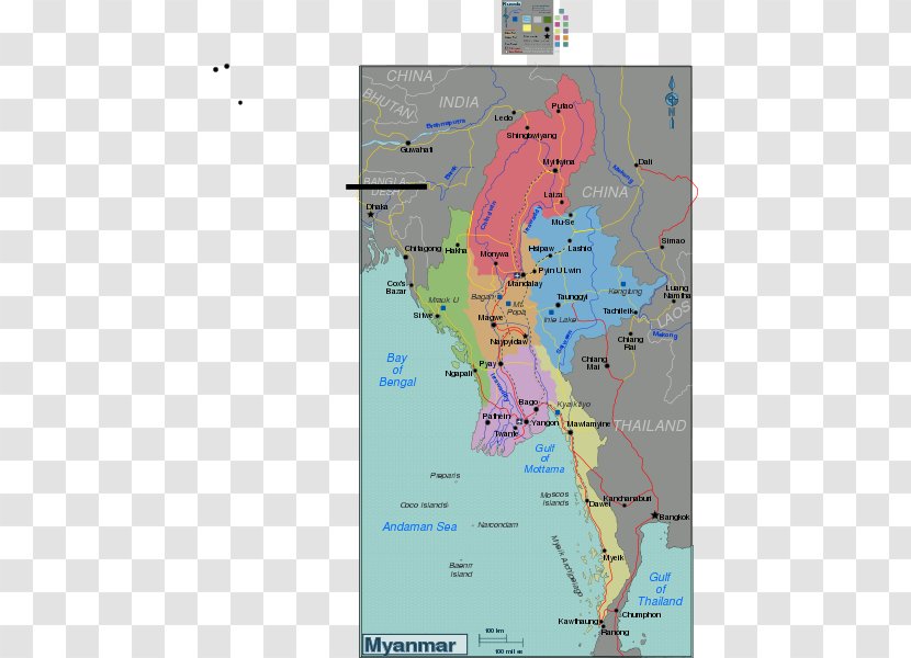 Administrative Divisions Of Myanmar Regions Italy Loikaw Map Districts Transparent PNG