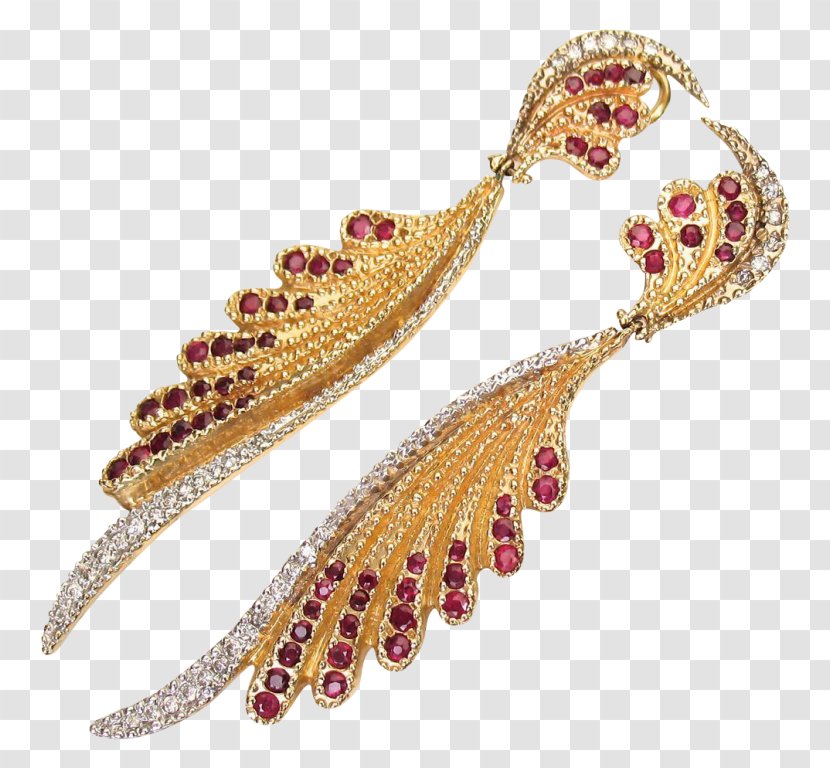 Body Jewellery Wearable Art Gold Brooch - Ruby Transparent PNG