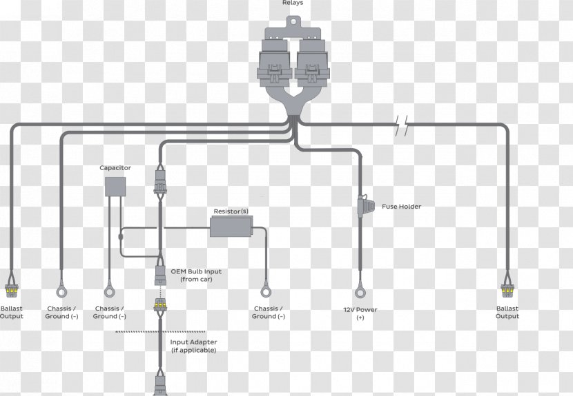 Wiring Diagram Relay Cable Harness High-intensity Discharge Lamp Flicker - Technology Transparent PNG