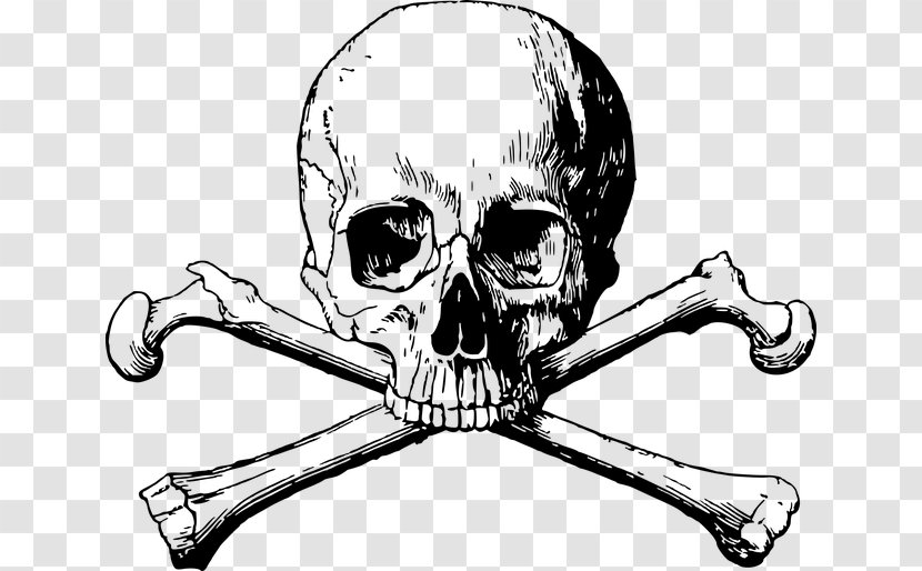 Skull And Bones Crossbones - Black White Transparent PNG