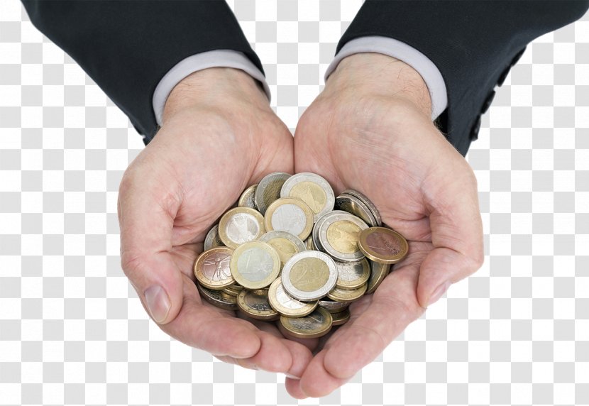 Coin Hand Money Finance Photography - Color Image - Holding Coins In Both Hands Transparent PNG