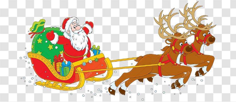 Santa Claus Reindeer Christmas Sled - Father Transparent PNG