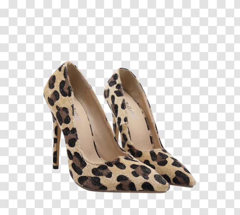 Leopard Court Shoe High-heeled Stiletto Heel Leather Transparent PNG