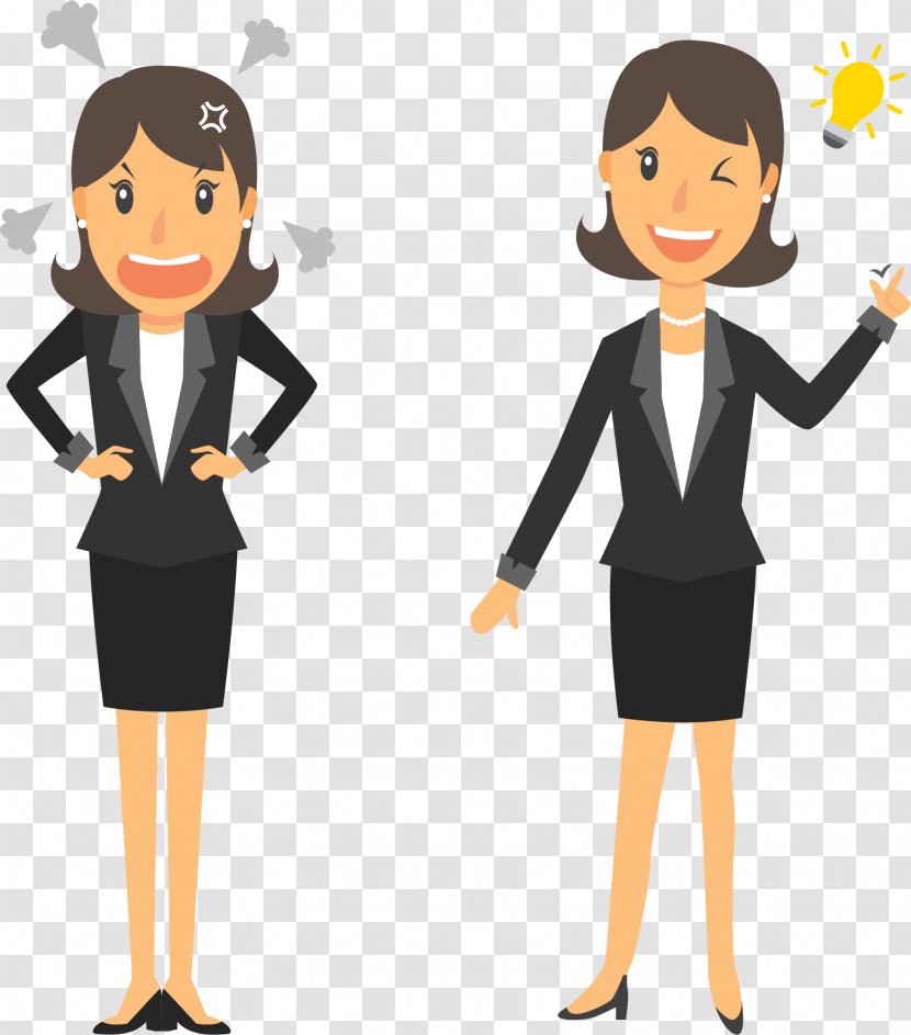 Businessperson Cartoon Clip Art - Silhouette - Moody White-collar Women Transparent PNG