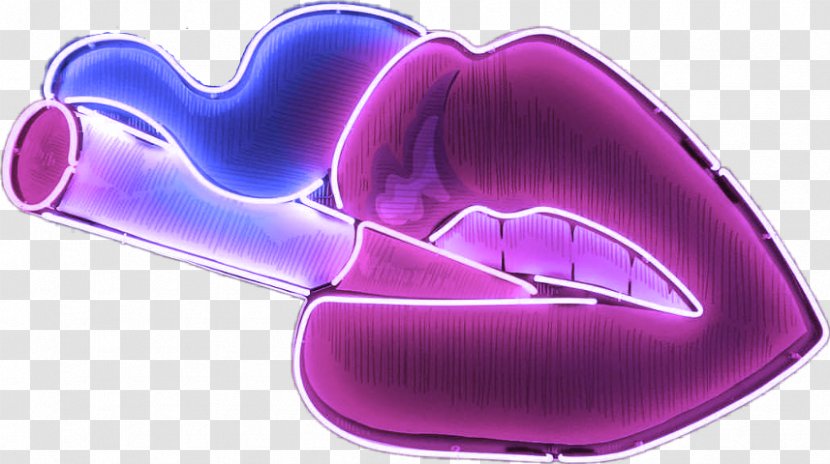 Cigarette Lip Neon Lighting Smoking - Electric Light Transparent PNG