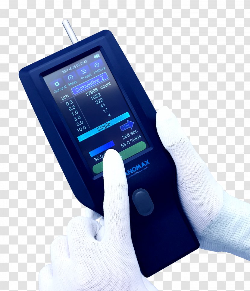 Particle Counter Cleanroom Geiger Counters Particulates - Electronic Device - Hand Model Transparent PNG