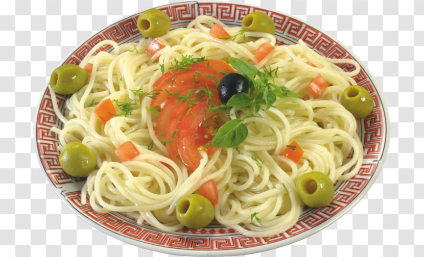 Spaghetti Aglio E Olio Alla Puttanesca Alle Vongole Chinese Noodles Chow Mein - Recipe - Clip Art And Meatballs Transparent PNG