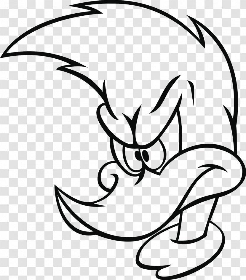 Woody Woodpecker Drawing Line Art Black And White - Face - Head Transparent PNG