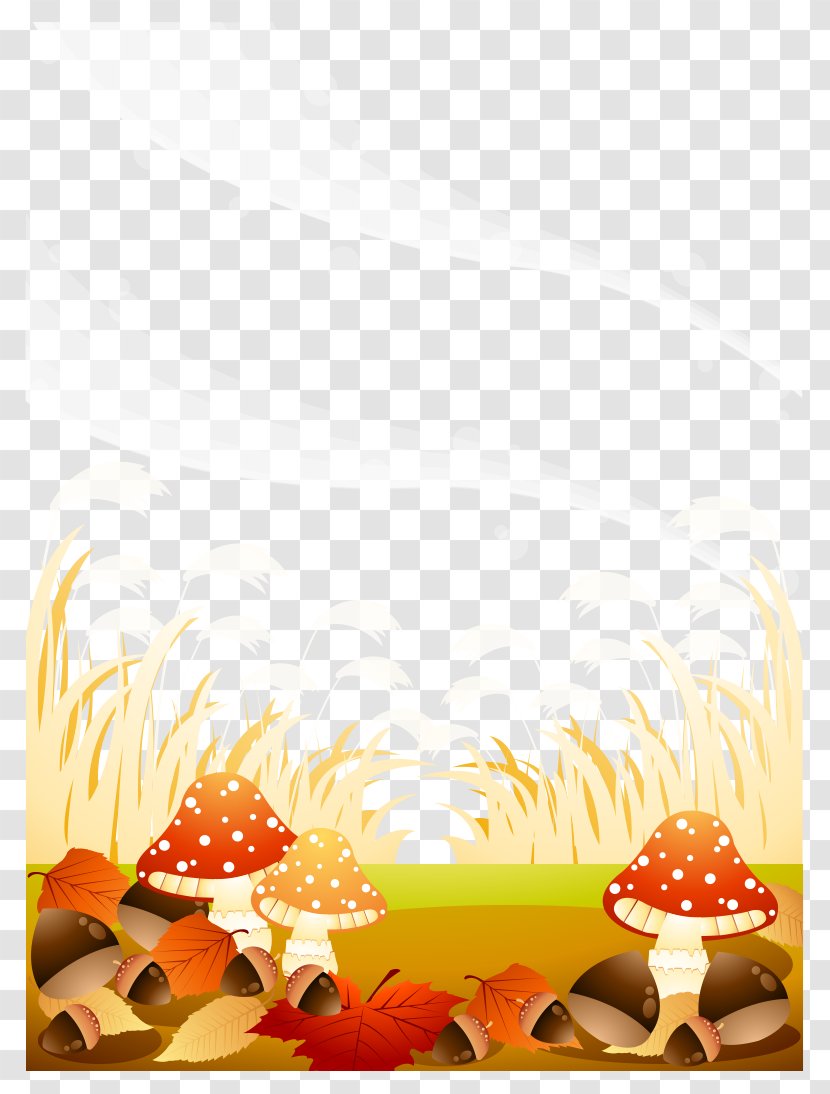 Drawing Cartoon Illustration - Food - Maple Leaf Painted Mushroom Fruit Bushes Transparent PNG