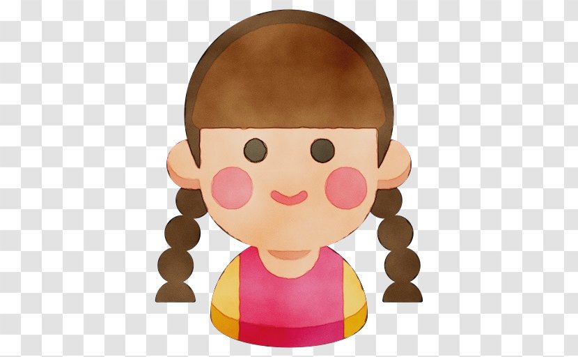 Cartoon Pink Cheek Head Nose - Child - Brown Hair Transparent PNG