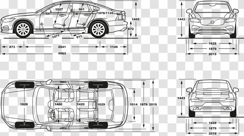 Volvo XC90 Car 2017 S90 AB - Technical Drawing Transparent PNG