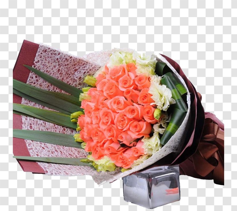 Garden Roses Flower Bouquet Gift - Plant - Of Flowers Green Leaves Transparent PNG